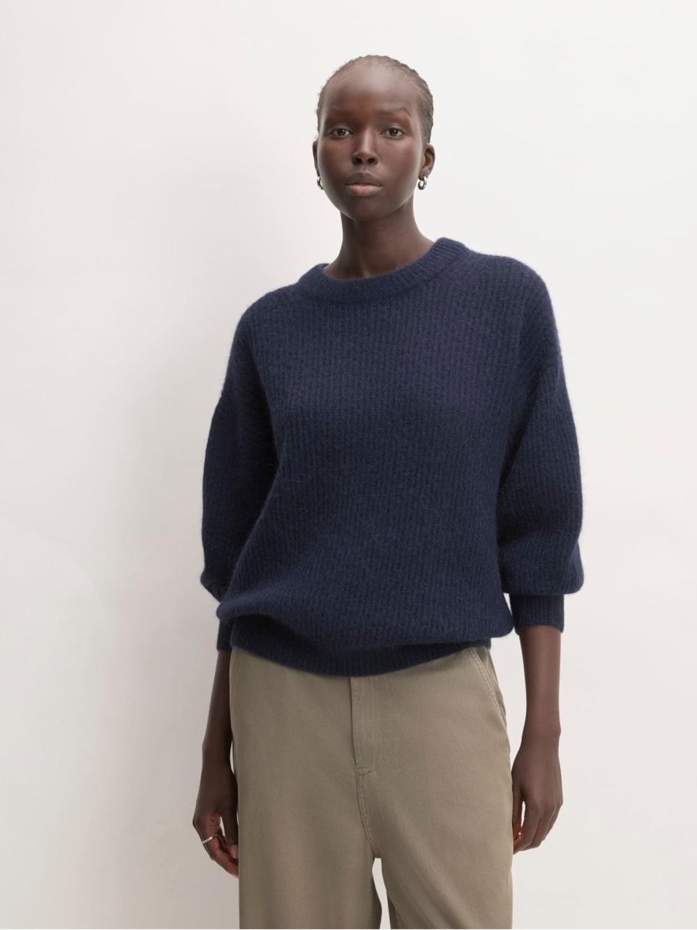 Everlane The Cocoon Crew Neck Sweater In Alpaca Warm Navy Size S NWT